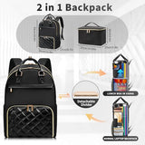 Jetviivid Lunch Backpack, 15.6 Inch Laptop Backpack with Insulated Cooler Lunch box, Womens Work Backpack for Business Teacher Nurse Travel Commuter College Daily, Black