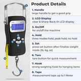 AWS Digital Luggage Scale, Fish Weighing Scale, Hanging Scale 110lb/50kg – Die-Cast Metal Construction, Built-in Tape Measure, Hook & Handle – for Travel, Fishing, Archery, Hunting, Outdoor (Black)
