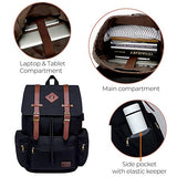 Modoker Eco-Friendly Mens Canvas Vintage Backpack for Men,Women, Travel Laptop Backpack Fits 17/15.6 Inch Computer & Tablet, Large Bookbag Rucksack Backpack with USB Charging Port, Black
