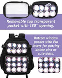 VOUSXLLEZ Ita Bag Backpack Double Window Pins Bag with insert, Backpack for Cosplay and Concert(Pins NOT Included) (Black)