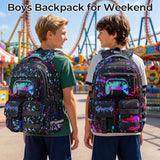 WOBAGMEN Cute Gaming Backpack for Teen Boys Girls, Large Capacity Multi-Pocket School Bag Fits 15.6" Laptop, Lightweight Durable Daypack for School and Travel (Gaming, M)
