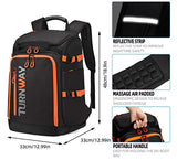TurnWay Ski/Snowboard Boot Backpack/Ski Boot Backpack | Excellent for Store All Gear | Travel with Waterproof Exterior, Reflective Strip for Men, Women and Youth(Black-Orange)