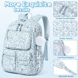 Fimibuke School Backpack for Girls Boys - 3PCS Corduroy Kids Backpack Set with Lunch Box & Pencil Pouch, Lightweight Teen Girls School Bag Laptop Bag Travel Daypack for Elementary Middle High School