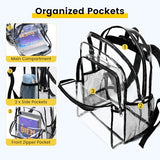 Vorspack Clear Backpack Heavy Duty - Clear Backpacks for School Transparent Bookbag for Girls Boys Large See Through Bag for Work, College, Concert - Black