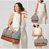 S-ZONE Women Canvas Weekender Bag Overnight Carryon Duffel Tote PU Leather Strap(Large)