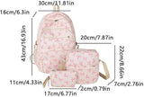 TOWGOU Coquette Bow Backpack Bow Backpack 3Pcs Set for Girls Cute Kawaii Backpack Set Aesthetic Daypack Bow Rucksack (White Pink)