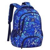 MYGOO Boys School Backpack Doubleday Gamer Blue Bookbag for Elementary Middle School Ages 5-12, 17 inch Large Capacity 24L Kids Student Travel Bags