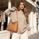 S-ZONE Leather Tote Bag for Women Medium Crossbody Handbags Shoulder Hobo Purse with 2 Removable Straps, Brown