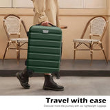 Coolife Luggage 3 Piece Set, Lightweight Durable Hardshell Suitcase set with 360° Spinner Wheels, TSA-approved Lock, Checked Family Travel Luggage sets, 20/24/28 Inch, Dark Green