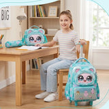 Meetbelify Rolling Backpack for Girls Backpacks with Wheels for Elementary Student Kids School Travel Bag for Girls Ages 6-8 Years Old