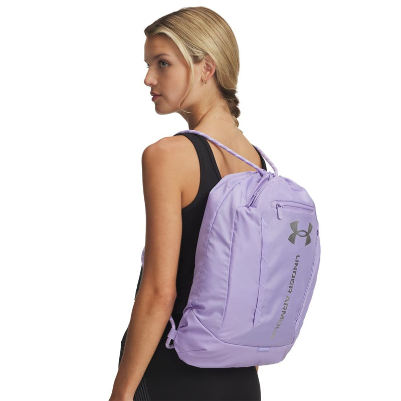 Under Armour Unisex Hustle Sackpack, (538) PURPLE/Metallic Silver, One Size Fits Most