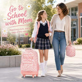 AGSDON Rolling Backpack for Girls, Women Roller Wheels Bookbag, Laptop Daisy Wheeled School Bag with Wheels for Teens