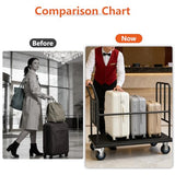 YOHKOH Luggage Cart with Wheels, Hotel Luggage Trolley with Side Elastic Rope & Protective Rails, 5” Quiet Wheels with Brakes, Heavy-Duty Bellman Cart 42.51" W x 25.19" D x 34.25" H Holds 850 lbs
