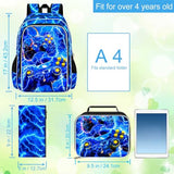 ZLYERT 3Pcs Gamer Backpack for Boy, 17" Lightning School Bookbag for Elementary Preschool Kindergarten, Kids School Thunder Backpacks with Lunch Box (Blue)