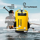 GVANCA Waterproof Dry Bag Backpack for Kayaking, Roll Top Kayak Dry Backpack, Floating Outdoor Dry Sack Boating Sailing Canoeing Rafting Fishing Camping 35L Yellow