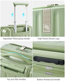 Hanke 16 Inch Expandable Under Seat Luggage with Wheels Top Opening Small Suitcase with Wheels Carry On Luggage Airline Approved Lightweight Hard Shell Suitcases for Weekender Overnight-Bamboo Green