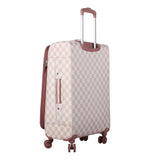 Steve Madden Designer Luggage Collection - Lightweight 24 Inch Expandable Softside Suitcase - Mid-size Rolling 4-Spinner Wheels Checked Bag (Chalet Pink, 24in)