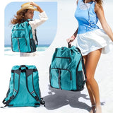 VIGEGARI Large Beach Backpack Waterproof Sandproof - Customized Oversized Drawstring Pool Bag with Shoe Compartment for Toiletries, Towels, Gym, Travel