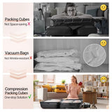 10 Set Compression Packing Cubes for Travel Gifts Mom Women,OlarHike Luggage Clothes Garment Bags for Travelers,Airplane/Cruise/Car Travel Essentials,Compressible Expandable Saver Space Bags(Beige)