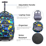 J World Sundance Laptop Rolling Backpack for Girls Boys. Roller Bookbag with Wheels, 20 Inch, Cubes
