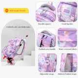 NIWEIYA Kids Rolling Backpack for Girls School Backpack with Wheels for Girls Wheeled Bookbags Roller Trolley Bags for Primary Students, 2-Wheel Purple