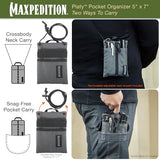MAXPEDITION Platy Pocket Organizer, Durable EDC Tool Pouch for Men, Neck Wallet with Paracord Lanyard, Holds Flashlight, Multitool, Pen, Notebook (Wolf Gray, 5" x 7")