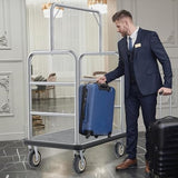 VitaCu Heavy Duty Luggage Cart - 8" Wheels with Brackets, Commercial Grade Hotel Luggage Trolley, Deluxe Rectangular Steel Bellman Cart with Platform for Hotels Us