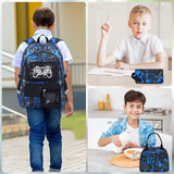 Fitvc School Backpack for Boys - 4pcs Gamer Boys Backpack with Lunch Box Set for Kids Teens Elementary Middle High School - 18" Large Capacity School Bookbag with Multiple Pockets