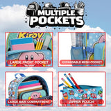 Bioworld Kirby 5-Piece Set: 16 Backpack, Lunchbox, Utility Case, Rubber Keychain, and Carabiner