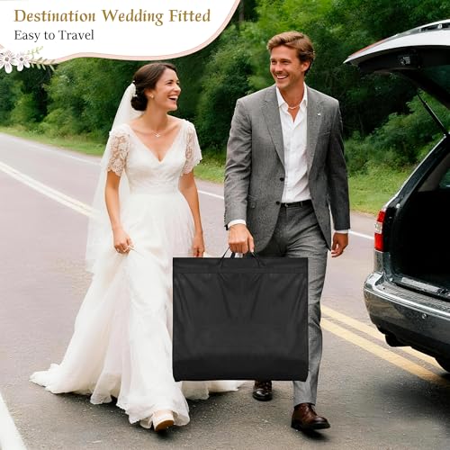 KEETDY Wedding Dress Garment Bag for Travel with 4" Gusseted Long Hanging Dress Bags for Gowns for Women Garment Cover Clothes Storage for Closet (Black, 72 inch)
