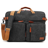 CoolBELL Convertible Backpack Messenger Shoulder bag Laptop Case Handbag Business Briefcase Multi-functional Travel Rucksack Fits 17.3 Inch Laptop For Men/Women (Canvas Black)