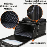 Alzoear Ransel Randoseru Backpack Semi-automatic satchel Japanese school bag for girls and boys PU leather Black
