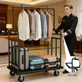 Luggage Cart,Heavy-Duty Steel Luggage Trolley with 360°Silent Wheels,1100LBS Load Hand Truck,Anti-Collision Strip for Hotel Bellman,Airport & Resort Use,Smooth-Rolling Platform Dolly