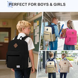 VX VONXURY Lightweight School Backpack for Men Women, Classic Basic Kids Backpack Bookbag, Black Backpack for College Travel Work