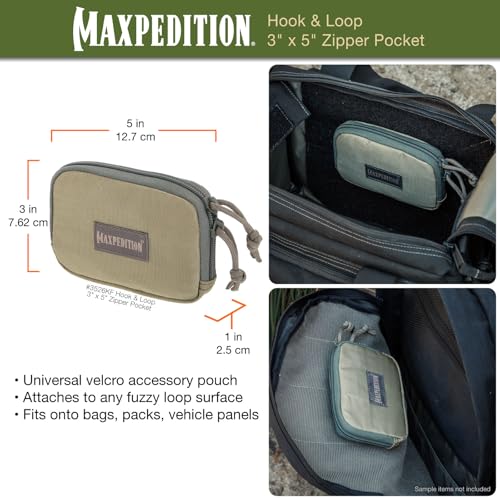 Hook-&-Loop 3" x 5" Zipper Pocket (Khaki-Foliage)