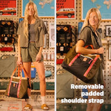 Topo Designs Mountain Utility Tote, Grab and Go Bag with Removable Shoulder Strap, Cinch Top, External Zippered Pocket + Daisy Chain for Clip-Ons, Fair Trade Certified (Midnight/Caribbean)