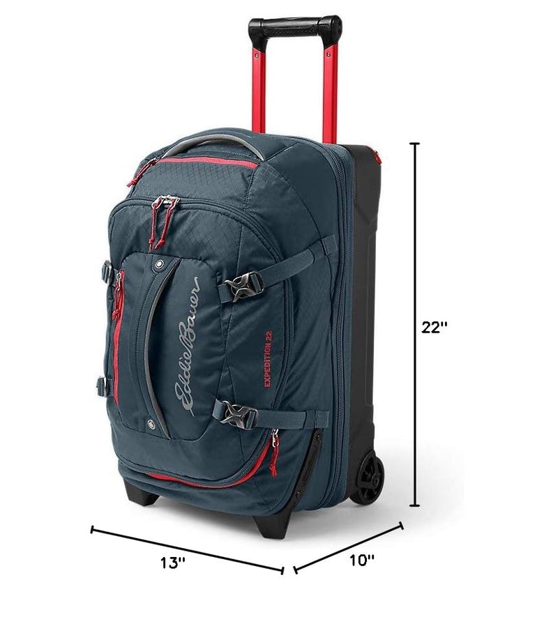 Eddie Bauer Expedition Rolling Duffel Bag with Wheels | Travel | Carry-On | Luggage | Rugged | Durable - Storm, 22"