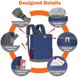Insulated Cooler Backpack 30 Cans - Leak Proof Beer Backpack Lightweight Cooler Bag for Travel, Camping, Beach, Lunch (Blue)