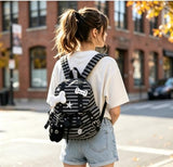 YFGBCX Y2K Striped Backpack, Kawaii Coquette Aesthetic Daypack with Cat Charm, Cute Preppy Laptop Backpack for College & Travel