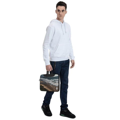 Stylish atlantic coast printed 14 inch laptop crossbody bag, dual-purpose business briefcase, large capacity storage