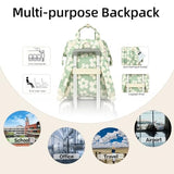 Lreneilu Corduroy Laptop Backpack for Women 15.6 Inch Stylish College School Bookbag, Business Work & Travel Computer Backpacks (Flowers Green)