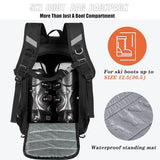 KEOFID Skate bag Backpack,Ski Boot Bag Backpack, Waterproof 50L ski bag, travel back pack for Ski Helmet, Snowboard and Accessories(Black)