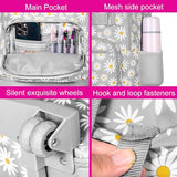 AGSDON Rolling Backpack for Girls, Women Roller Wheels Bookbag, Laptop Daisy Wheeled School Bag with Wheels for Teens