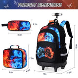 DIGOBAY Rolling Backpack for Boys, 3PCS Luminous Gamer Roller Backpack Set