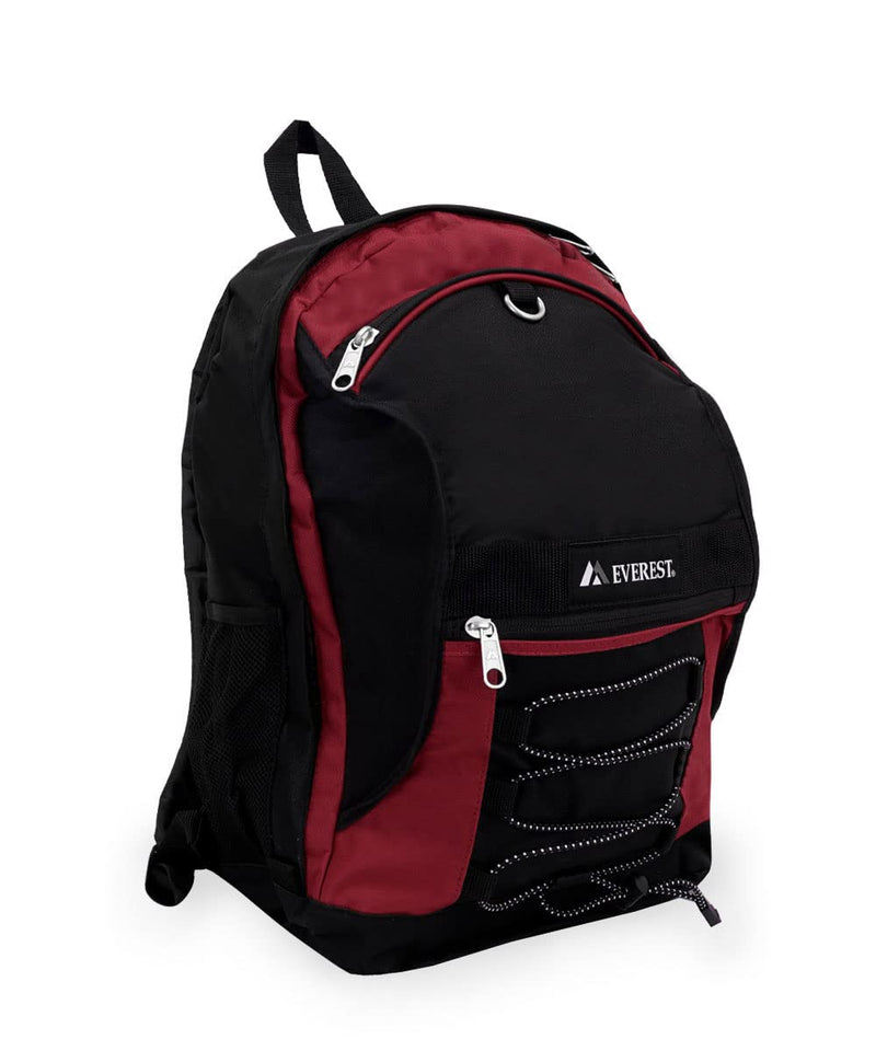 Everest Two-Tone with Mesh Pockets Multipurpose Backpack, Burgundy/Black