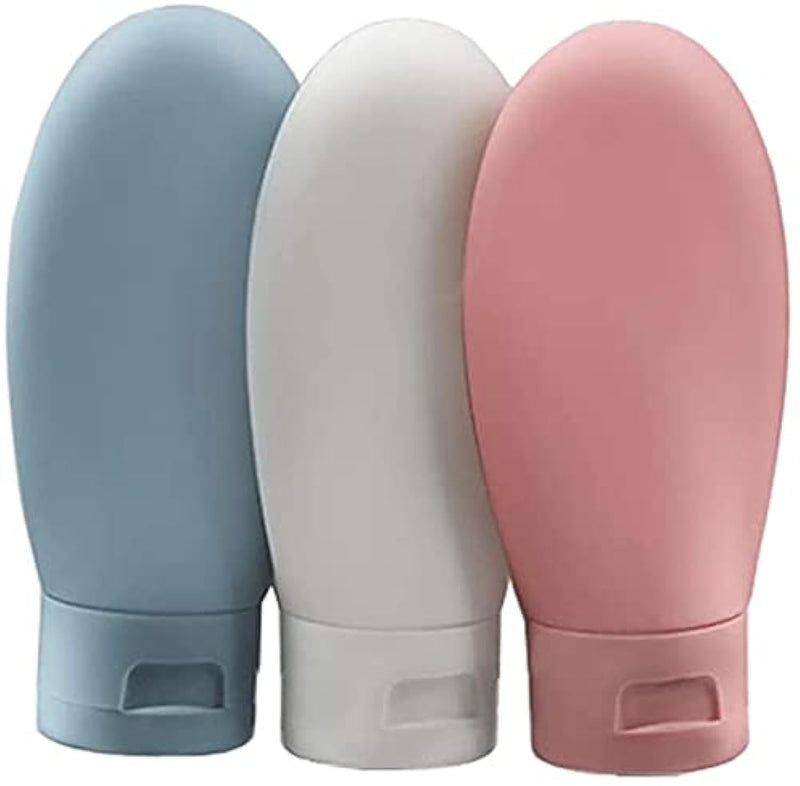 ZALUJMUS Travel Bottle, 3 Pcs Leak Proof Refillable Squeezable Containers Set(60 ml) with Label and Transparent Carry Bag for Liquid Shampoos, Soap and Toiletries. (Multicolor)