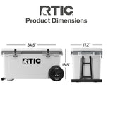 RTIC 72 Quart Ultra-Light Wheeled Cooler Hard Insulated Portable Ice Chest Box for Beach, Drink, Camping, Picnic, Fishing, Boat, Barbecue, 30% Lighter Than Rotomolded Coolers, Dark Grey & Cool Grey