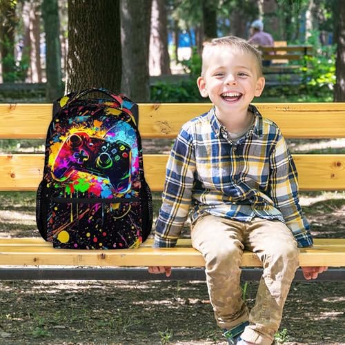 COOPASIA Boys Backpack, 17 Inch Gamer School Bag for Kids Teens; Large Capacity Video Game Bookbag Featuring Multiple Internal Organizer Pockets for Elementary and Middle School