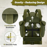 AUMENTAR 50L Military Alice Pack Army Survival Combat ALICE Rucksack Backpack for Men & Women for Camping, Hiking, Emergency Army Green