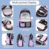NIWEIYA Rolling Backpack for Girls Kids Trolley Rolling School Bag Wheeled Backpack for Elementary School Roller Bookbags on 6 Wheels, Black Purple
